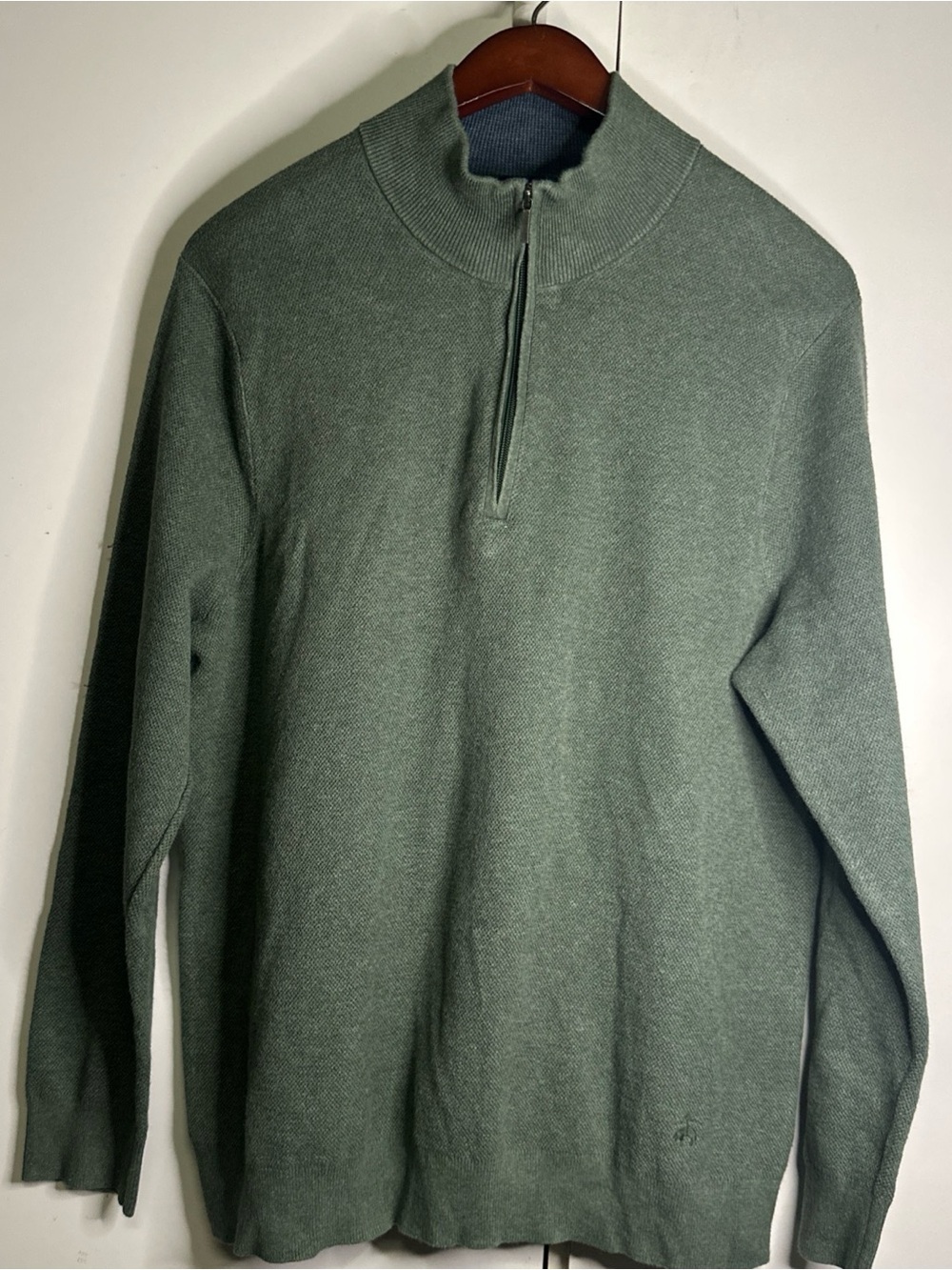 Brooks Brothers Olive Green Half-Zip Knit Sweater